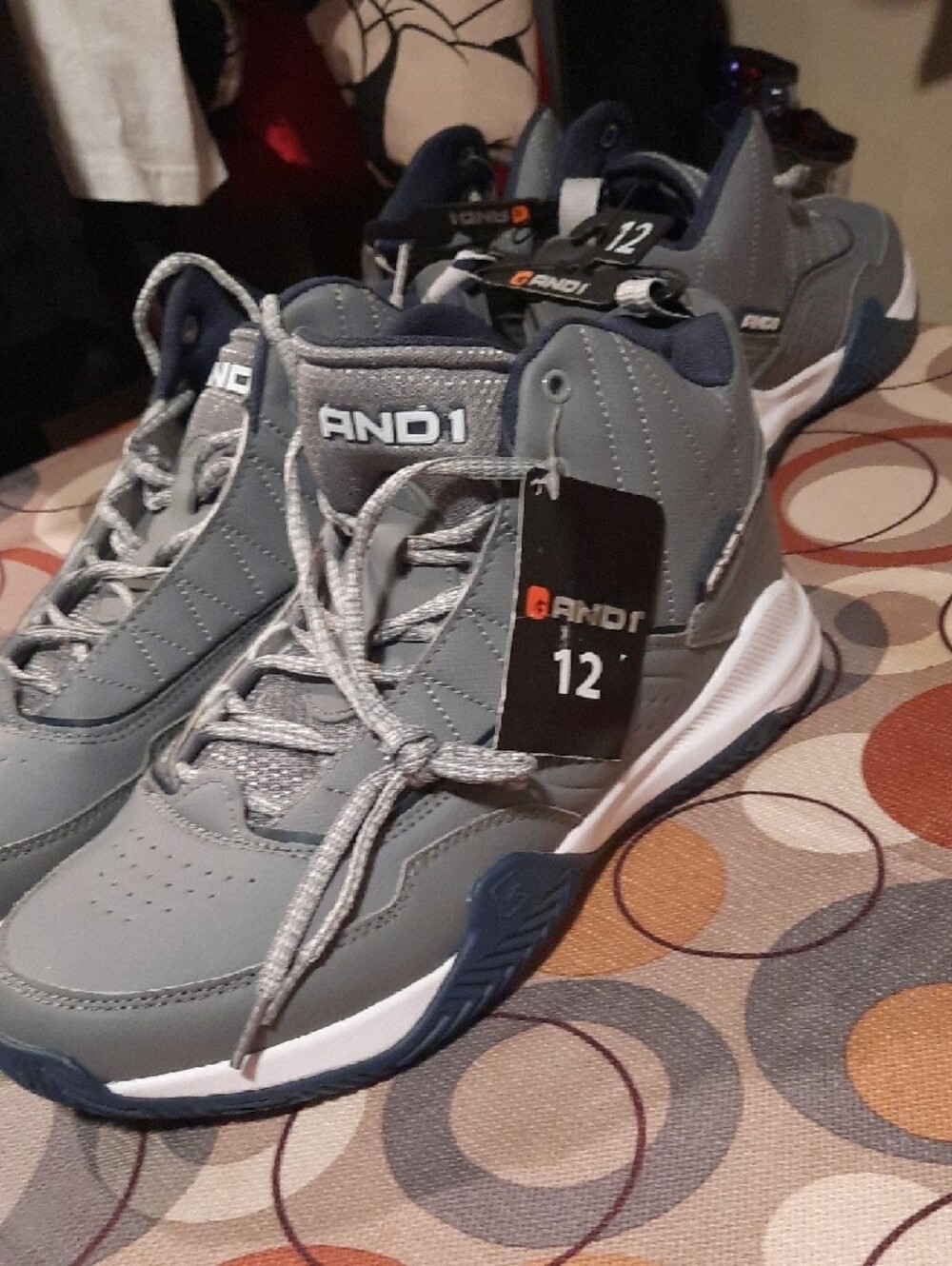 And1 Gray and Navy High-Top Basketball Shoes Sneakers - Picture 4 of 4